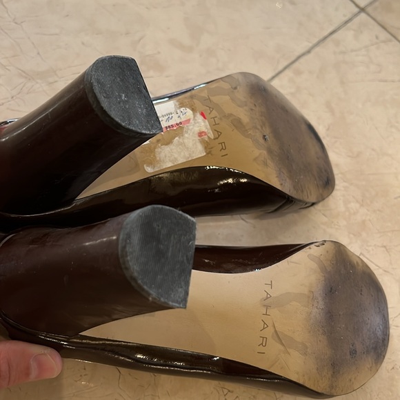 Brown open-toe pumps - Picture 6 of 6